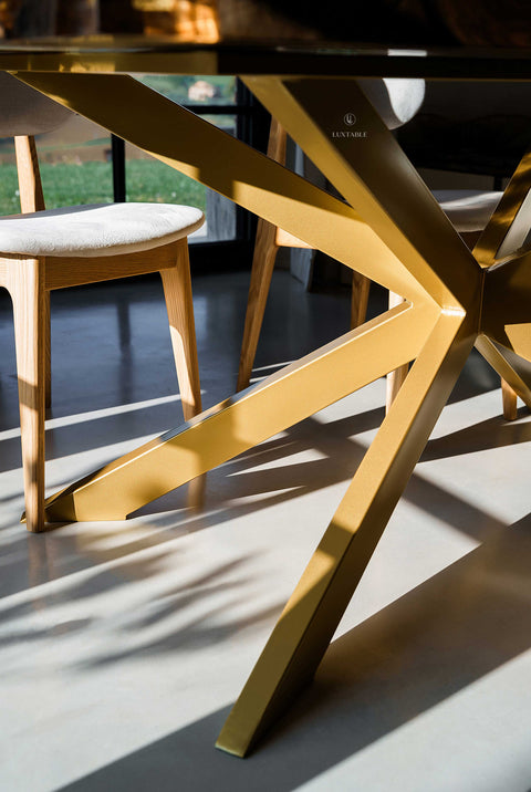 Clear and gold epoxy dining table in walnut wood, custom size Alma