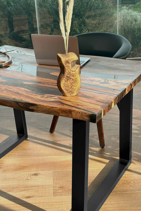 Epoxy river table in European walnut wood, custom size Badori