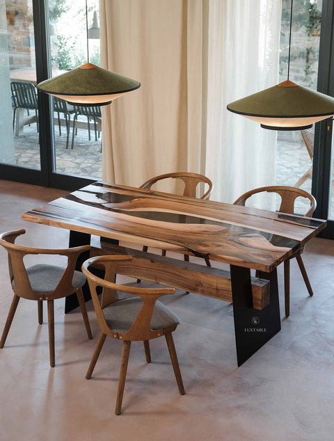 Walnut smoke gray epoxy resin table, various sizes Satisfaction