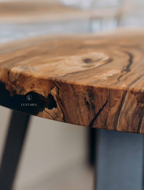 Epoxy coffee table walnut wood and blue resin custom size Serenella
