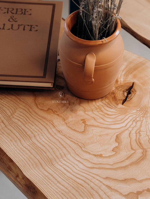Solid wood dining table with clear epoxy, custom size Fiorenza