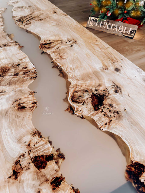 Handmade resin table with poplar wood 280x100cm Riviera