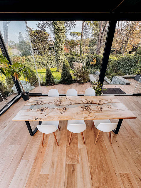 Handmade resin table with poplar wood 280x100cm Riviera